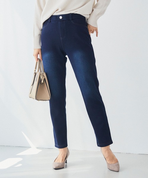 CROSS FUNCTION（クロスファンクション）の「なめらか肌ざわり 裏起毛イージーパンツ【CF/クロスファンクション】（その他パンツ・レディース・ライトインディゴブルー/アイボリー/チャコールグレー/インディゴブルー/ブラック/ピンク/グリーン/ベージュ/ダークグレー/ダークインディゴブルー/ブラック系その他/ブルー・S/L/LL/M）」の9枚目の写真