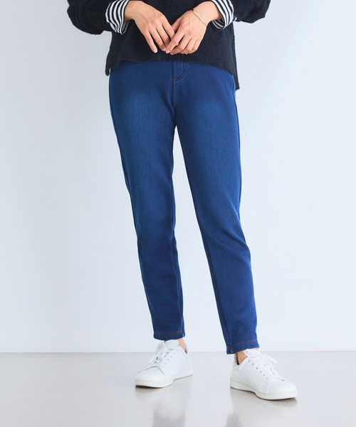 CROSS FUNCTION（クロスファンクション）の「なめらか肌ざわり 裏起毛イージーパンツ【CF/クロスファンクション】（その他パンツ・レディース・ライトインディゴブルー/アイボリー/チャコールグレー/インディゴブルー/ブラック/ピンク/グリーン/ベージュ/ダークグレー/ダークインディゴブルー/ブラック系その他/ブルー・S/L/LL/M）」の10枚目の写真