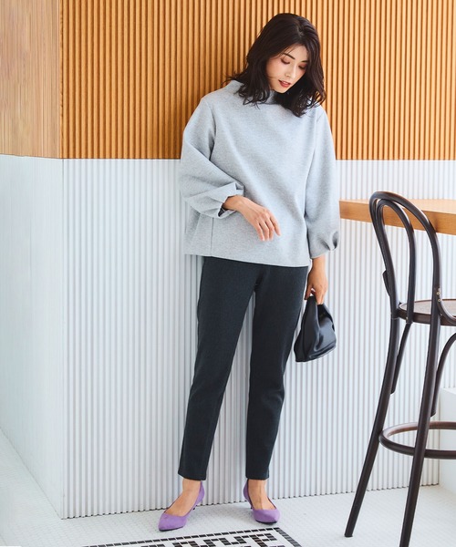 CROSS FUNCTION（クロスファンクション）の「なめらか肌ざわり 裏起毛イージーパンツ【CF/クロスファンクション】（その他パンツ・レディース・ライトインディゴブルー/アイボリー/チャコールグレー/インディゴブルー/ブラック/ピンク/グリーン/ベージュ/ダークグレー/ダークインディゴブルー/ブラック系その他/ブルー・S/L/LL/M）」の20枚目の写真