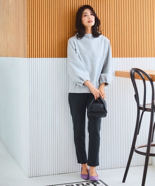 CROSS FUNCTION（クロスファンクション）の「なめらか肌ざわり 裏起毛イージーパンツ【CF/クロスファンクション】（その他パンツ・レディース・ライトインディゴブルー/アイボリー/チャコールグレー/インディゴブルー/ブラック/ピンク/グリーン/ベージュ/ダークグレー/ダークインディゴブルー/ブラック系その他/ブルー・S/L/LL/M）」の21枚目の写真