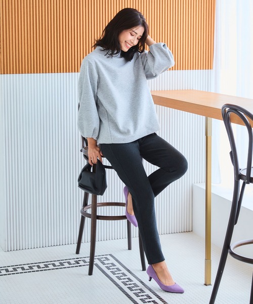 CROSS FUNCTION（クロスファンクション）の「なめらか肌ざわり 裏起毛イージーパンツ【CF/クロスファンクション】（その他パンツ・レディース・ライトインディゴブルー/アイボリー/チャコールグレー/インディゴブルー/ブラック/ピンク/グリーン/ベージュ/ダークグレー/ダークインディゴブルー/ブラック系その他/ブルー・S/L/LL/M）」の22枚目の写真