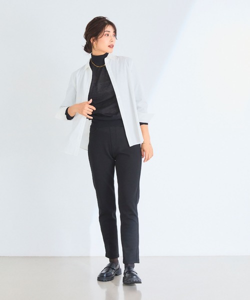 CROSS FUNCTION（クロスファンクション）の「なめらか肌ざわり 裏起毛イージーパンツ【CF/クロスファンクション】（その他パンツ・レディース・ライトインディゴブルー/アイボリー/チャコールグレー/インディゴブルー/ブラック/ピンク/グリーン/ベージュ/ダークグレー/ダークインディゴブルー/ブラック系その他/ブルー・S/L/LL/M）」の15枚目の写真