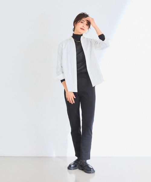 CROSS FUNCTION（クロスファンクション）の「なめらか肌ざわり 裏起毛イージーパンツ【CF/クロスファンクション】（その他パンツ・レディース・ライトインディゴブルー/アイボリー/チャコールグレー/インディゴブルー/ブラック/ピンク/グリーン/ベージュ/ダークグレー/ダークインディゴブルー/ブラック系その他/ブルー・S/L/LL/M）」の16枚目の写真