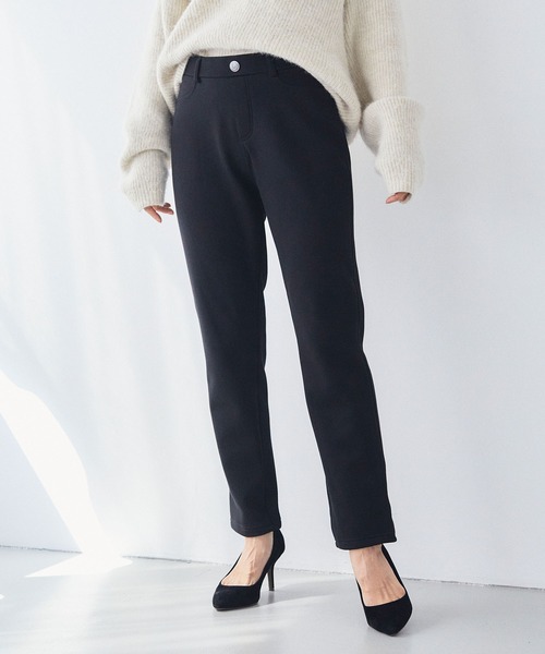 CROSS FUNCTION（クロスファンクション）の「なめらか肌ざわり 裏起毛イージーパンツ【CF/クロスファンクション】（その他パンツ・レディース・ライトインディゴブルー/アイボリー/チャコールグレー/インディゴブルー/ブラック/ピンク/グリーン/ベージュ/ダークグレー/ダークインディゴブルー/ブラック系その他/ブルー・S/L/LL/M）」の14枚目の写真