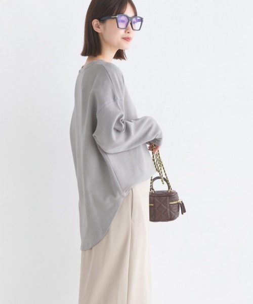 OMNES(オムネス)の「リップルダブルフェイス裾ラウンド長袖Tシャツ(Tシャツ/カットソー・レディース・ホワイト/ブラック/グレー/ベージュ/モカ/ブルー/ピンク・FREE)」の19枚目の写真