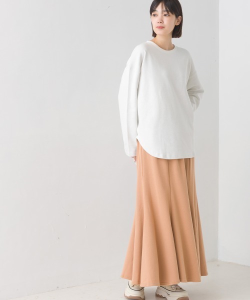 OMNES(オムネス)の「リップルダブルフェイス裾ラウンド長袖Tシャツ(Tシャツ/カットソー・レディース・ホワイト/ブラック/グレー/ベージュ/モカ/ブルー/ピンク・FREE)」の11枚目の写真
