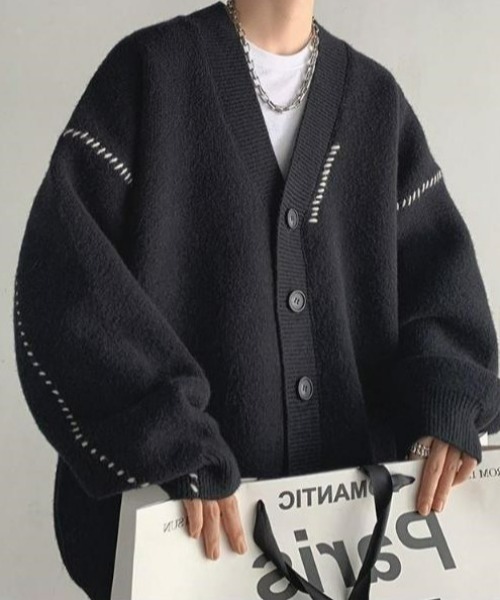 ハンドステッチボリュームスリーブルーズニットカーディガン