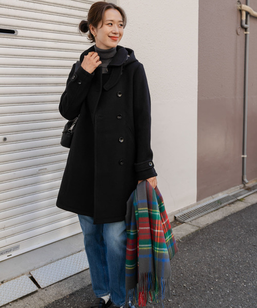 URBAN RESEARCH DOORS(アーバンリサーチドアーズ)の「ショールカラー2wayロングコート(ピーコート・レディース・グレー系その他/ブラック・MEDIUM/SMALL)」の13枚目の写真