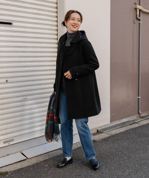 URBAN RESEARCH DOORS(アーバンリサーチドアーズ)の「ショールカラー2wayロングコート(ピーコート・レディース・グレー系その他/ブラック・MEDIUM/SMALL)」の15枚目の写真