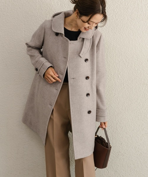 URBAN RESEARCH DOORS(アーバンリサーチドアーズ)の「ショールカラー2wayロングコート(ピーコート・レディース・グレー系その他/ブラック・MEDIUM/SMALL)」の21枚目の写真