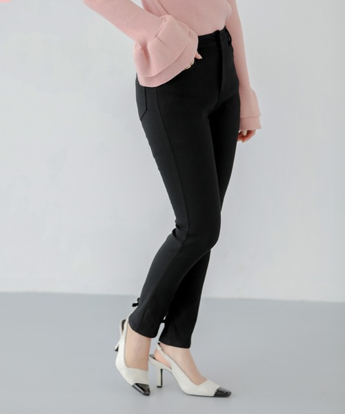 Fit more（フィットモア）の「裏起毛バックスリットリボンパンツ（その他パンツ・レディース・ブラック・S/PS/M）」の5枚目の写真