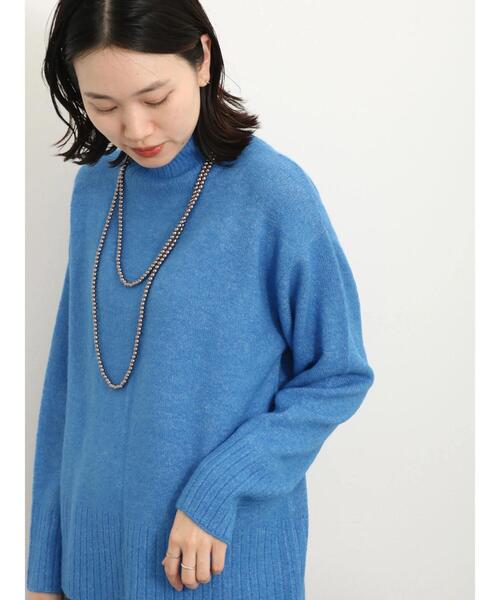Samansa Mos2 blue（サマンサモスモスブルー）の「ヤクタッチモックネックニット（ニット/セーター・レディース・キナリ/ベージュ/グリーン/ブルー/イエロー・F）」の20枚目の写真