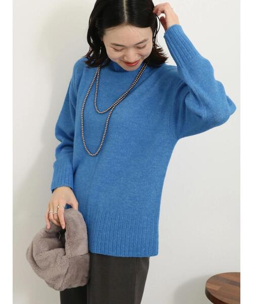 Samansa Mos2 blue（サマンサモスモスブルー）の「ヤクタッチモックネックニット（ニット/セーター・レディース・キナリ/ベージュ/グリーン/ブルー/イエロー・F）」の21枚目の写真