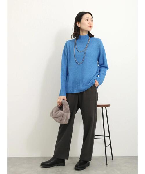 Samansa Mos2 blue（サマンサモスモスブルー）の「ヤクタッチモックネックニット（ニット/セーター・レディース・キナリ/ベージュ/グリーン/ブルー/イエロー・F）」の22枚目の写真