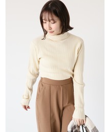 Te chichi TERRASSE | ランダムリブバックパールタートルニット(ニット/セーター)