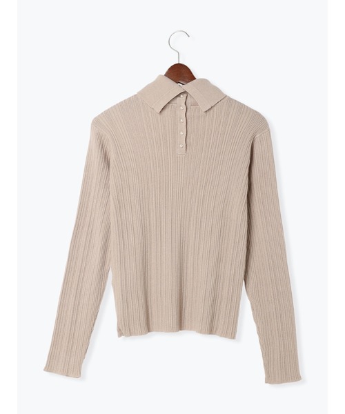 Te chichi TERRASSE（テチチテラス）の「ランダムリブバックパールタートルニット（ニット/セーター・レディース・ベージュ/ブラック/オフホワイト・F）」の5枚目の写真