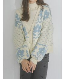 merry jenny | flowerジャガードVネックカーディガン(カーディガン/ボレロ)