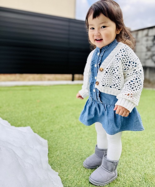 MAKE YOUR DAY（メイクユアデイ）の「クロシェ編みカーディガン■80～140cm（カーディガン/ボレロ・キッズ・サックスブルー/オフホワイト/ライム・80/100/110/130/140/120/90）」の19枚目の写真