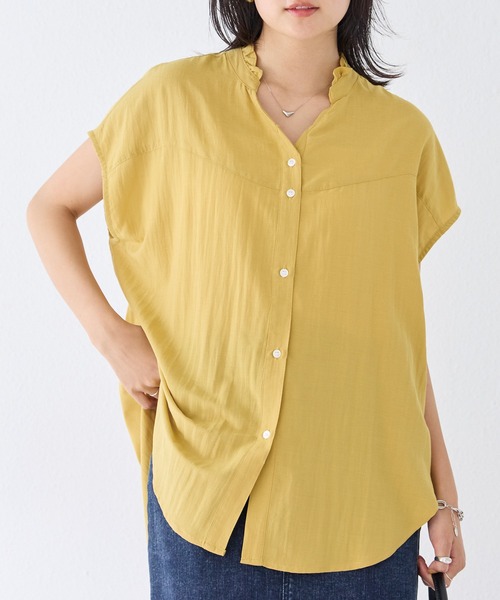 LAVEANGE（ラビアンジェ）の「ヨーク切替ブラウス（シャツ/ブラウス・レディース・ネイビー/オフホワイト/ブラック/イエロー・M/LL/3L/5L/4L）」の11枚目の写真