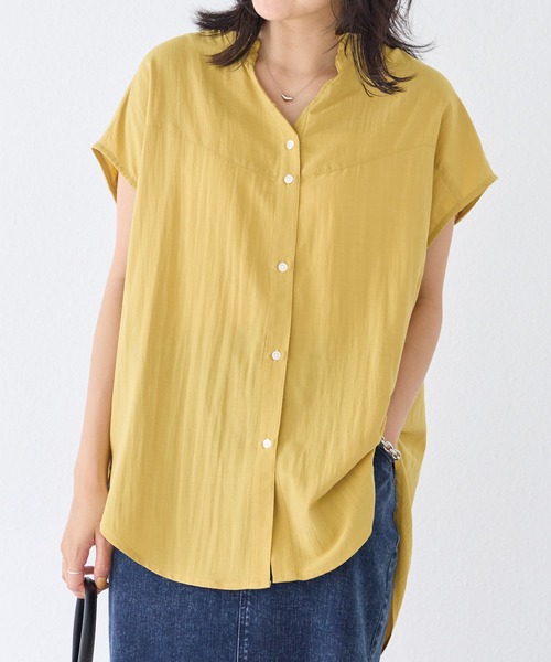 LAVEANGE（ラビアンジェ）の「ヨーク切替ブラウス（シャツ/ブラウス・レディース・ネイビー/オフホワイト/ブラック/イエロー・M/LL/3L/5L/4L）」の12枚目の写真