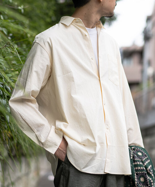 417 EDIFICE（フォーワンセブンエディフィス）の「ボイル レギュラーカラー シャツ（シャツ/ブラウス・メンズ・ベージュ/カーキ/アイボリー・LARGE/SMALL/MEDIUM）」の2枚目の写真