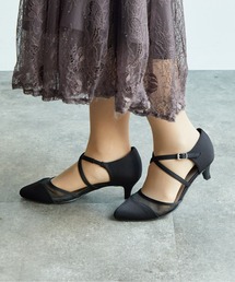 【オケージョン】シアーメッシュ切替パンプス