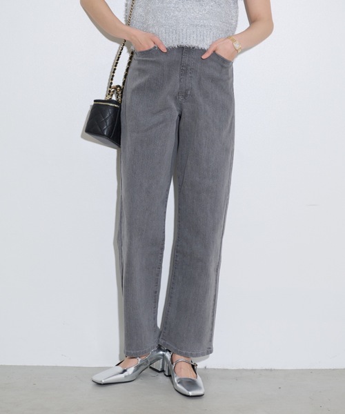 セール】ストレッチストレートセミタイトデニム（デニムパンツ