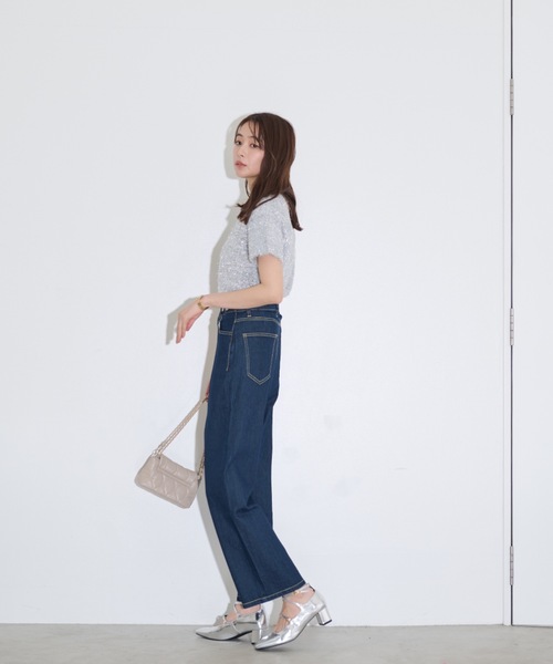 MOCOA'S(モコアズ)の「ストレッチストレートセミタイトデニム(デニムパンツ・レディース・インディゴブルー/グレー・MEDIUM/SMALL)」の13枚目の写真