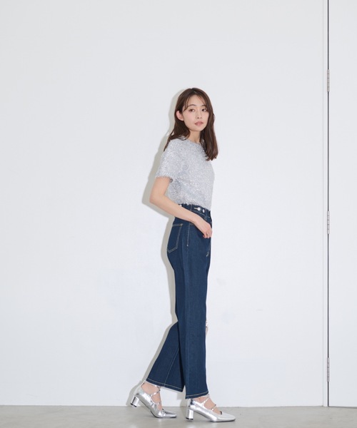 MOCOA'S(モコアズ)の「ストレッチストレートセミタイトデニム(デニムパンツ・レディース・インディゴブルー/グレー・MEDIUM/SMALL)」の15枚目の写真