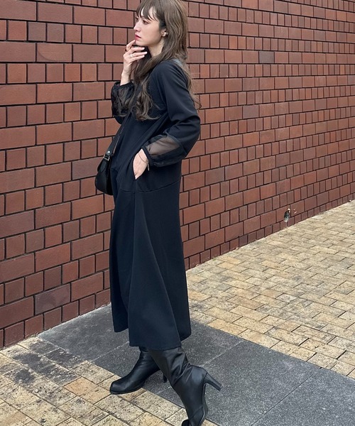 セール】袖オーガンジーワンピース（ワンピース）｜deux amour