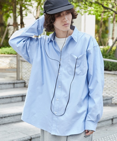 WEGO(ウィゴー)の「WEGO/イージーケアオックスフォードシャツ(シャツ/ブラウス・メンズ・ブルー系その他4/イエロー系その他5/サックスブルー/ホワイト/ブラック/グレー系その他4・LARGE/SMALL/MEDIUM)」の5枚目の写真