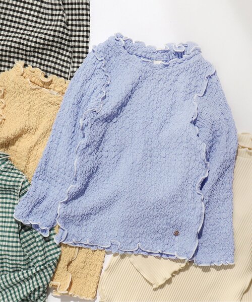 apres les cours（アプレレクール）の「メロウリブTシャツ（Tシャツ/カットソー・キッズ・ブラック/アイボリー/グリーン/イエロー/サックスブルー・90/110/130/80/120/100/140）」の4枚目の写真