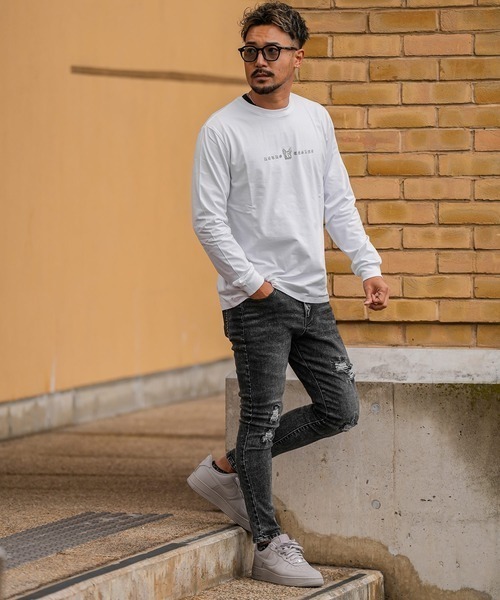 ケミカルブラックデニムロングパンツ（デニムパンツ）｜adamsJUGGLER