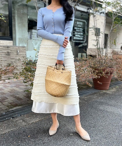 MODE ROBE(モードローブ)の「リブニットカーディガン(カーディガン/ボレロ・レディース・アイボリー/ブラック/ブルー/グリーン/ピンク/レッド・FREE)」の11枚目の写真