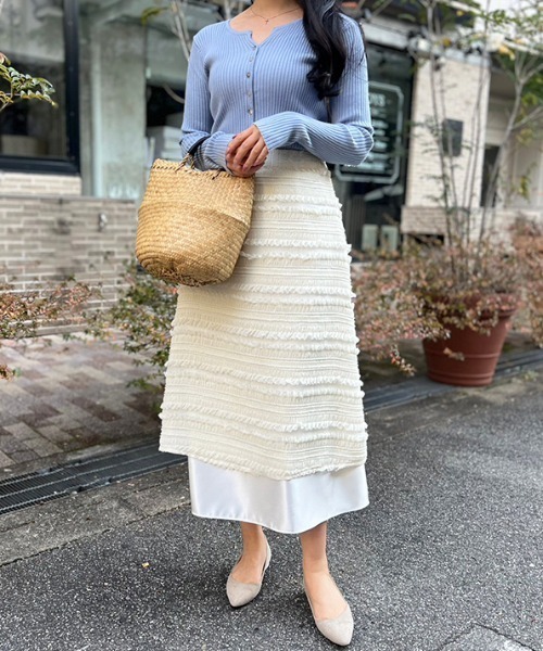 MODE ROBE(モードローブ)の「リブニットカーディガン(カーディガン/ボレロ・レディース・アイボリー/ブラック/ブルー/グリーン/ピンク/レッド・FREE)」の12枚目の写真