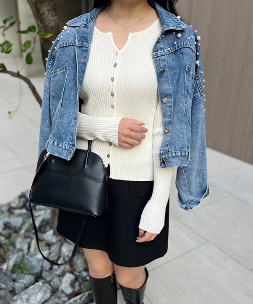MODE ROBE(モードローブ)の「リブニットカーディガン(カーディガン/ボレロ・レディース・アイボリー/ブラック/ブルー/グリーン/ピンク/レッド・FREE)」の17枚目の写真