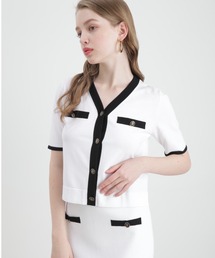 ◆バイカラーニットアップカーディガン