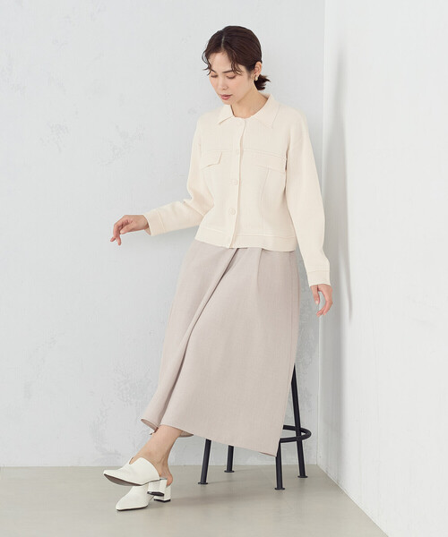COMME CA ISM（コムサイズム）の「麻調カチオン　タックフレアスカート（スカート・レディース・グレイッシュベージュ/ネイビー・LARGE/MEDIUM）」の13枚目の写真