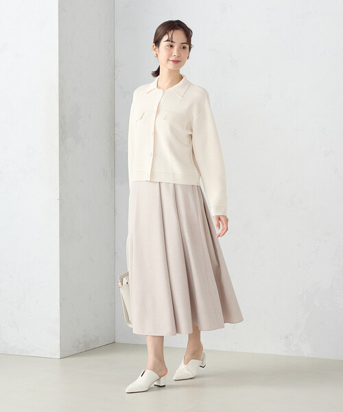 COMME CA ISM（コムサイズム）の「麻調カチオン　タックフレアスカート（スカート・レディース・グレイッシュベージュ/ネイビー・LARGE/MEDIUM）」の14枚目の写真