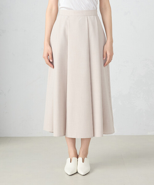 COMME CA ISM（コムサイズム）の「麻調カチオン　タックフレアスカート（スカート・レディース・グレイッシュベージュ/ネイビー・LARGE/MEDIUM）」の3枚目の写真