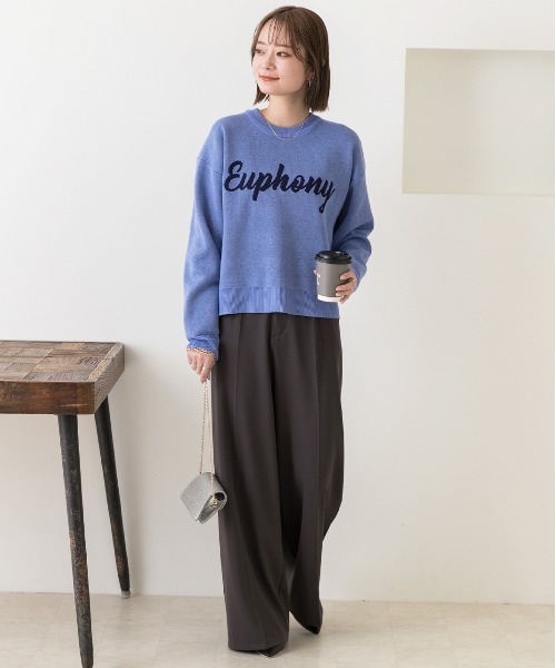 ad thie(アドティエ)の「配色ロゴデザイン ジャガードニットプルオーバー(ニット/セーター・レディース・オフホワイト/ブルー/オートミール/ネイビー・FREE)」の5枚目の写真