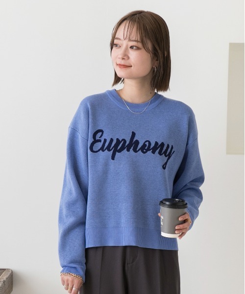 ad thie(アドティエ)の「配色ロゴデザイン ジャガードニットプルオーバー(ニット/セーター・レディース・オフホワイト/ブルー/オートミール/ネイビー・FREE)」の7枚目の写真