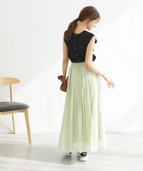 ROPE' PICNIC（ロペピクニック）の「バックパールニットプルオーバー/2WAY・UVカット・洗濯機OK・冷感（ニット/セーター・レディース・ブラック/ベージュ/オフホワイト/ブルー・38）」の6枚目の写真