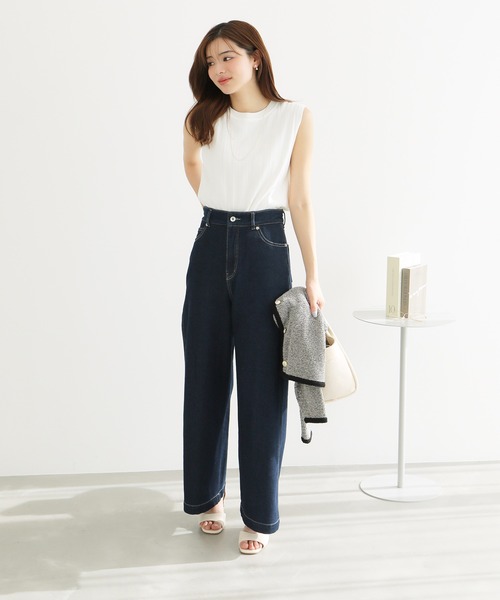 ROPE' PICNIC（ロペピクニック）の「バックパールニットプルオーバー/2WAY・UVカット・洗濯機OK・冷感（ニット/セーター・レディース・ブラック/ベージュ/オフホワイト/ブルー・38）」の9枚目の写真