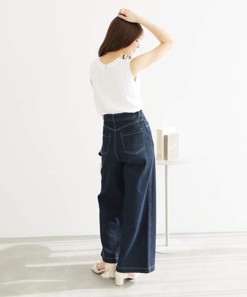 ROPE' PICNIC（ロペピクニック）の「バックパールニットプルオーバー/2WAY・UVカット・洗濯機OK・冷感（ニット/セーター・レディース・ブラック/ベージュ/オフホワイト/ブルー・38）」の10枚目の写真