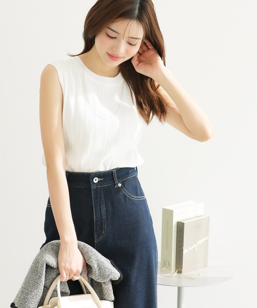 ROPE' PICNIC（ロペピクニック）の「バックパールニットプルオーバー/2WAY・UVカット・洗濯機OK・冷感（ニット/セーター・レディース・ブラック/ベージュ/オフホワイト/ブルー・38）」の11枚目の写真