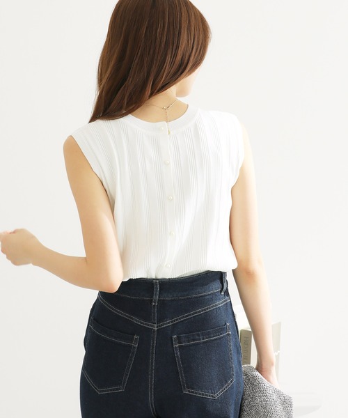 ROPE' PICNIC（ロペピクニック）の「バックパールニットプルオーバー/2WAY・UVカット・洗濯機OK・冷感（ニット/セーター・レディース・ブラック/ベージュ/オフホワイト/ブルー・38）」の12枚目の写真
