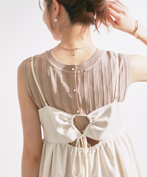 ROPE' PICNIC（ロペピクニック）の「バックパールニットプルオーバー/2WAY・UVカット・洗濯機OK・冷感（ニット/セーター・レディース・ブラック/ベージュ/オフホワイト/ブルー・38）」の16枚目の写真