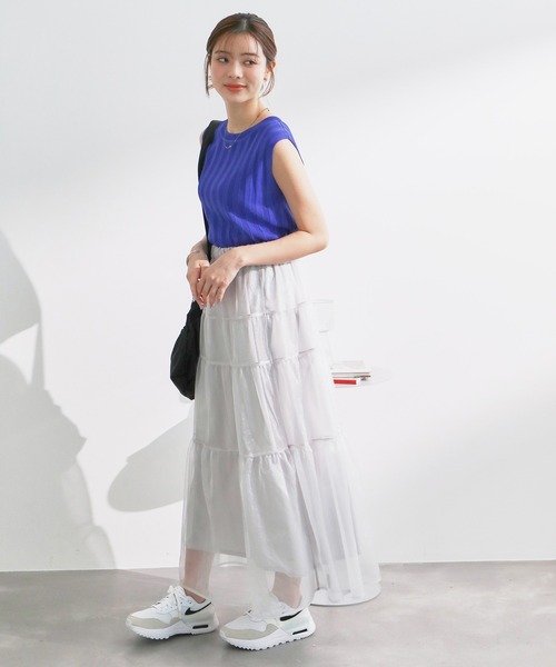 ROPE' PICNIC（ロペピクニック）の「バックパールニットプルオーバー/2WAY・UVカット・洗濯機OK・冷感（ニット/セーター・レディース・ブラック/ベージュ/オフホワイト/ブルー・38）」の17枚目の写真