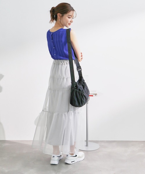 ROPE' PICNIC（ロペピクニック）の「バックパールニットプルオーバー/2WAY・UVカット・洗濯機OK・冷感（ニット/セーター・レディース・ブラック/ベージュ/オフホワイト/ブルー・38）」の18枚目の写真